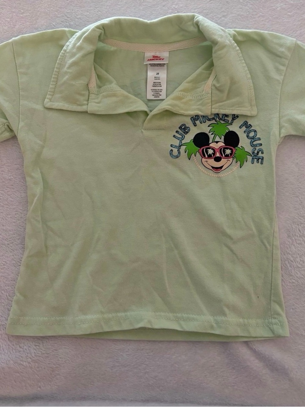 Disney Light Green Club Mickey Mouse Polo Top